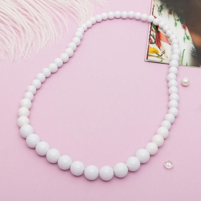 Бусы "Классика" ряд шаров, цвет белый, 70см