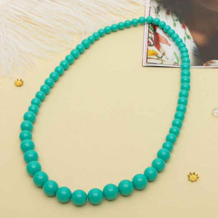 Бусы "Классика" ряд шаров, цвет зелёный, 70см