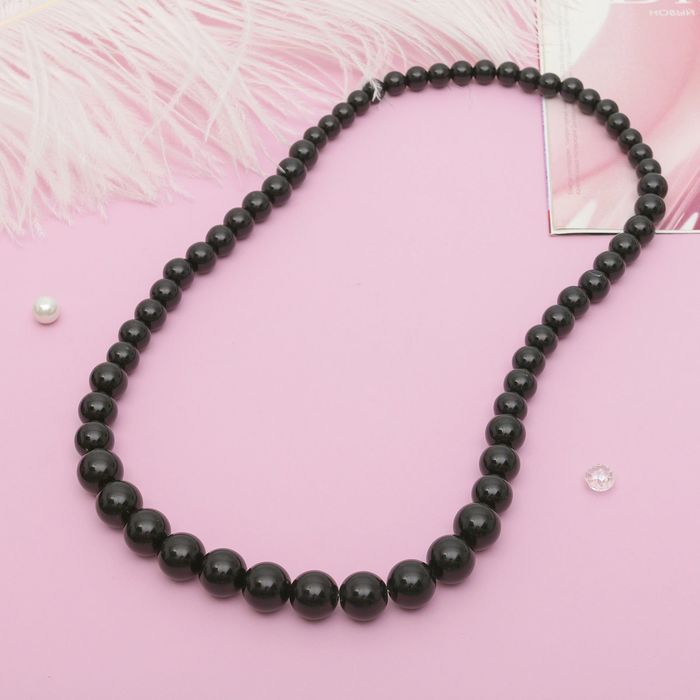 Бусы "Классика" ряд шаров, цвет чёрный, 70см