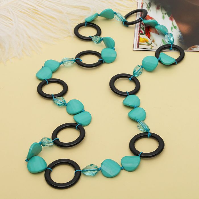 Бусы "Стиль" кольца, цвет чёрно-зелёный, 100см