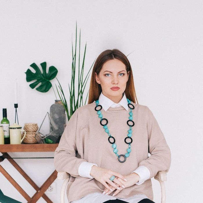 Бусы "Стиль" кольца, цвет чёрно-зелёный, 100см