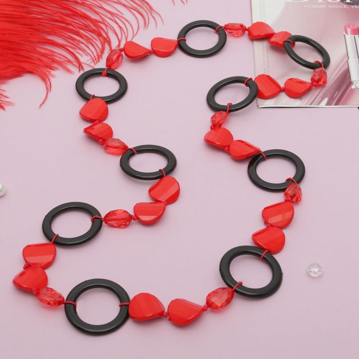 Бусы "Стиль" кольца, цвет чёрно-красный, 100см
