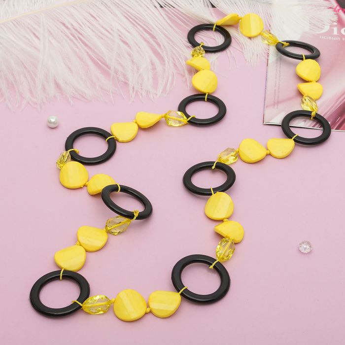 Бусы "Стиль" кольца, цвет чёрно-жёлтый, 100см