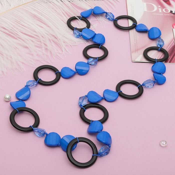 Бусы "Стиль" кольца, цвет чёрно-синий, 100см
