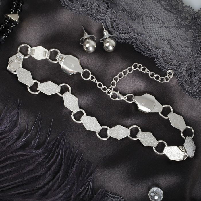 Набор 2 предмета: серьги, чокер "Триумф", цвет серебро