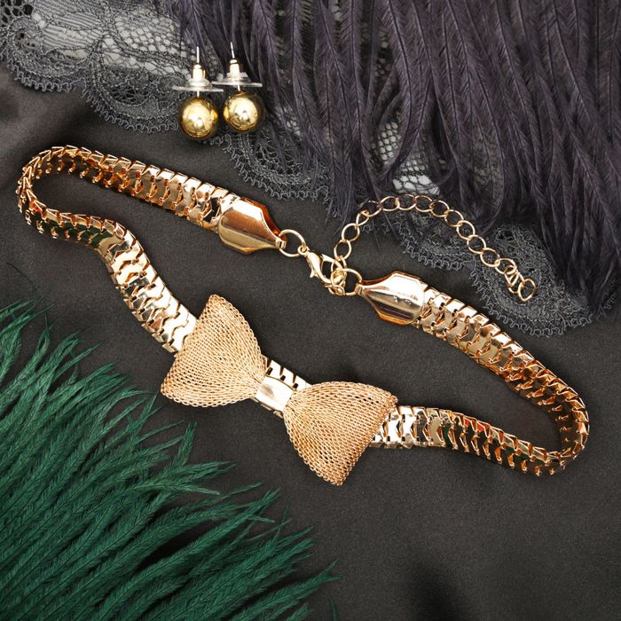 Набор 2 предмета: серьги, чокер "Триумф" бант, цвет золото