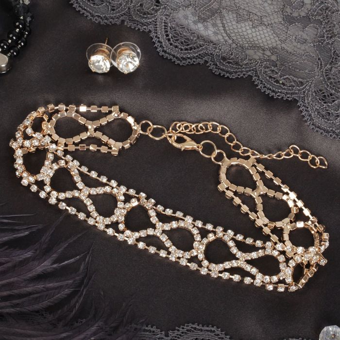 Набор 2 предмета: серьги, чокер "Торжество" бесконечность, цвет белый в золоте