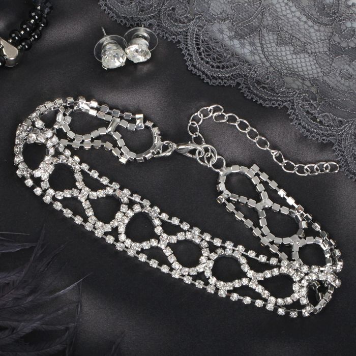 Набор 2 предмета: серьги, чокер "Торжество" бесконечность, цвет белый в серебре