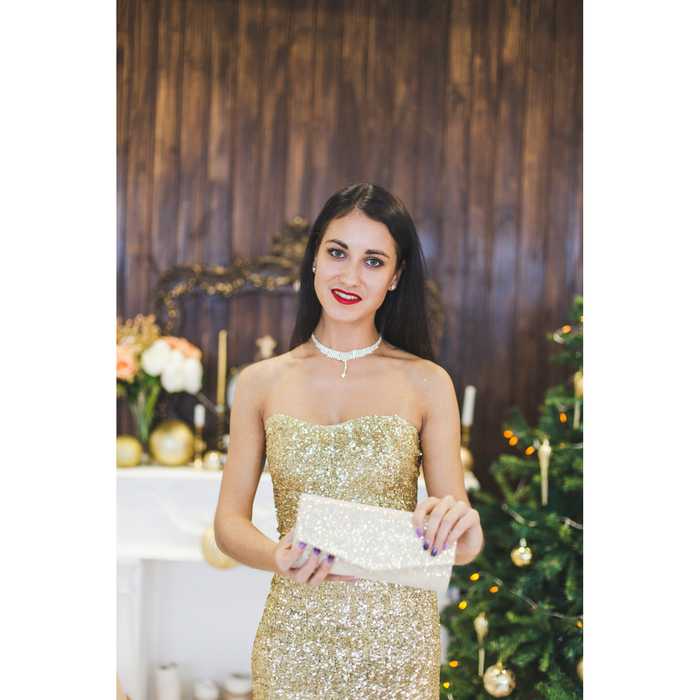 Набор 2 предмета: серьги, чокер "Торжество" капля, цвет белый в золоте