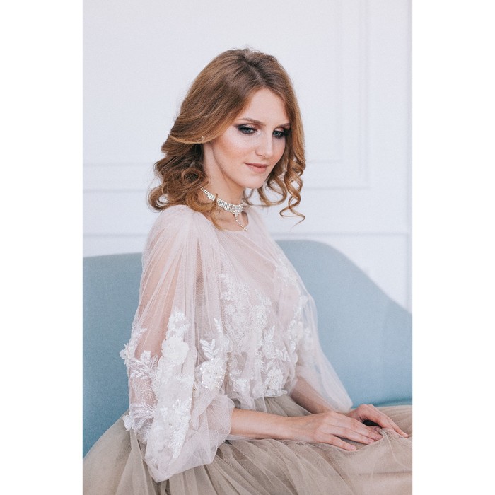 Набор 2 предмета: серьги, чокер "Торжество" капля, цвет белый в золоте