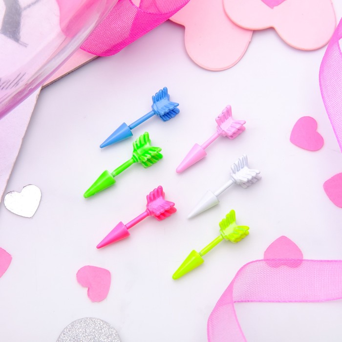 Пирсинг в бровь "Стрела", цвет микс, фас 12 шт