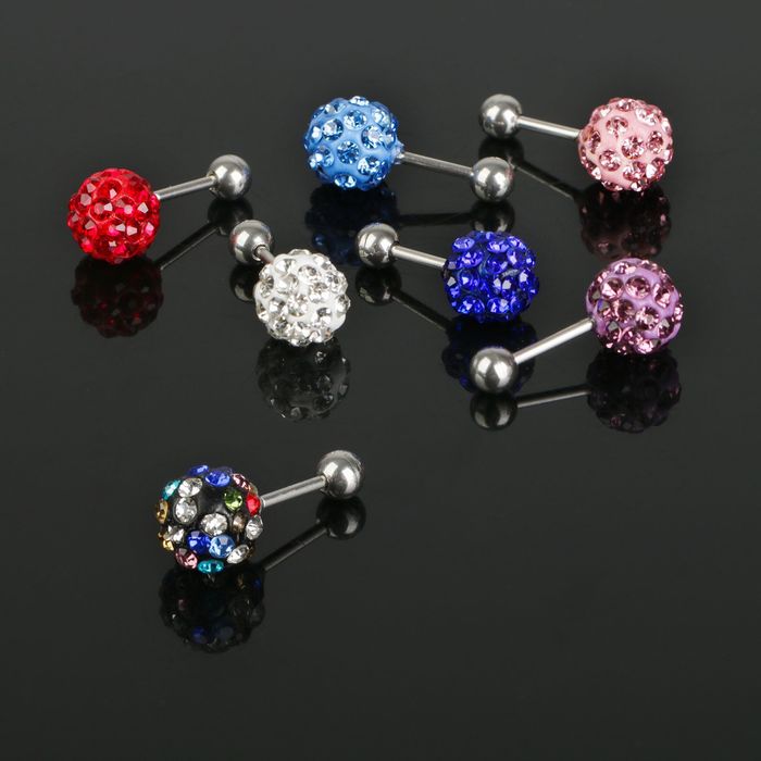 Пирсинг в язык "Шамбала", цвет микс в серебре, фас 12 шт