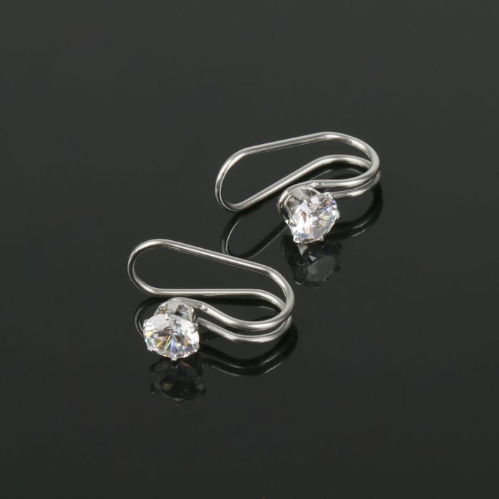 Пирсинг в ухо "Трагус", цвет белый в серебре, фас 12 шт