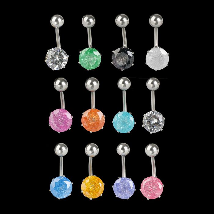 Пирсинг в пупок "Бусинка", цвет микс в серебре, фас 12 шт