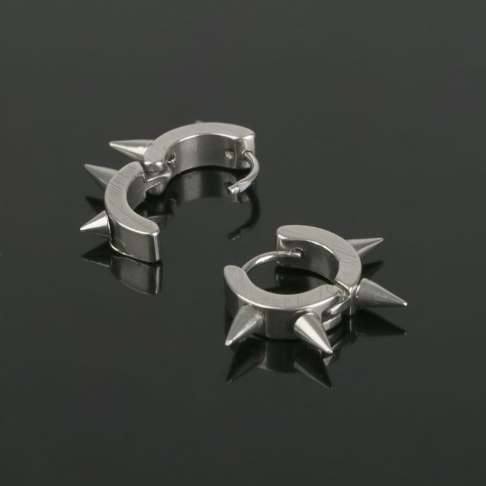 Пирсинг в ухо "Колючки" (1 пара), цвет серебро