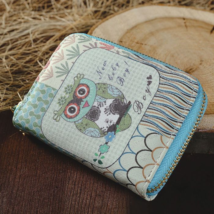 Кошелёк женский на молнии, с ручкой, 2 отдела, отдел для карт, монет, разноцветный