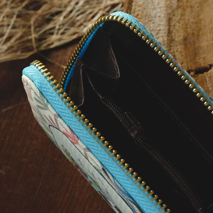 Кошелёк женский на молнии, с ручкой, 2 отдела, отдел для карт, монет, разноцветный