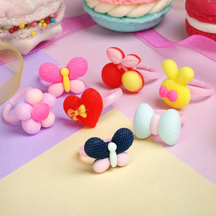 Кольцо детское "Выбражулька" яркость цвета, цвет МИКС, форма МИКС, безразмерное