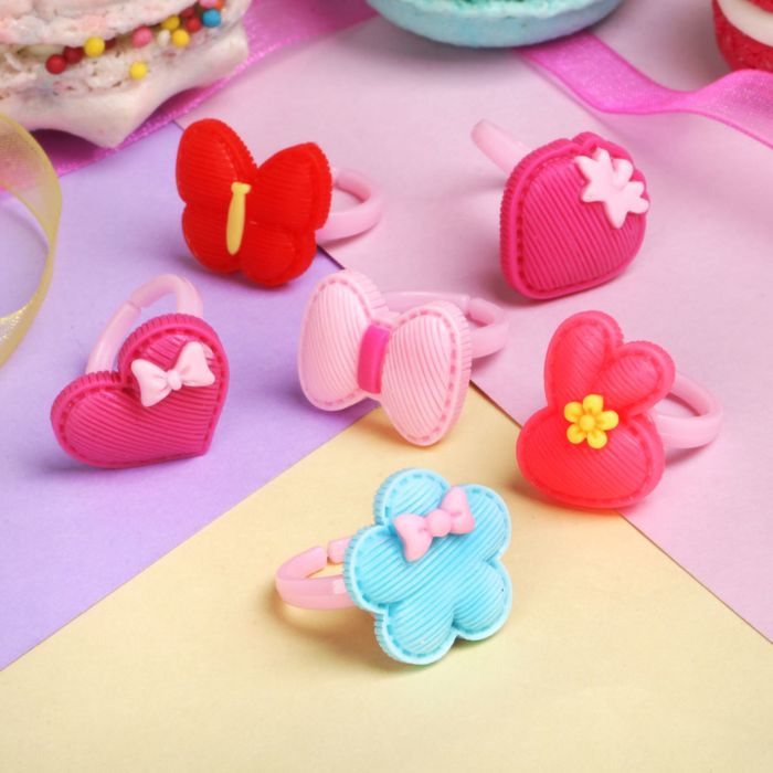 Кольцо детское "Выбражулька" бантики, цвет микс, форма микс, безразмерное