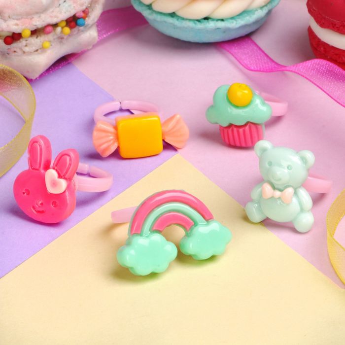 Кольцо детское "Выбражулька" гламур, цвет микс, форма микс, безразмерное