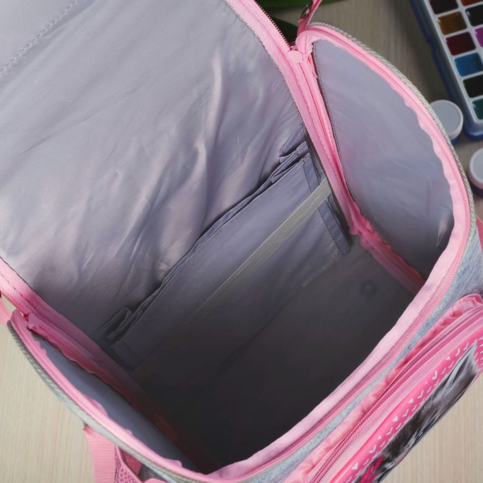 Ранец школьный каркасный с ортопедической спинкой 35*26*16 см 2 отделения 3 кармана «Котенок»