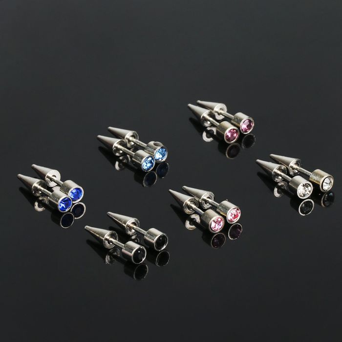 Пирсинг "Шип" набор 2 шт, цвет МИКС в серебре, фас 12 пар