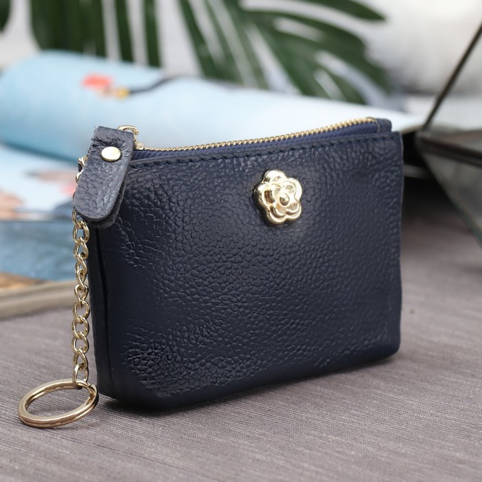 Кошелёк женский на молнии, 1 отдел, с кольцом для ключей, цвет синий