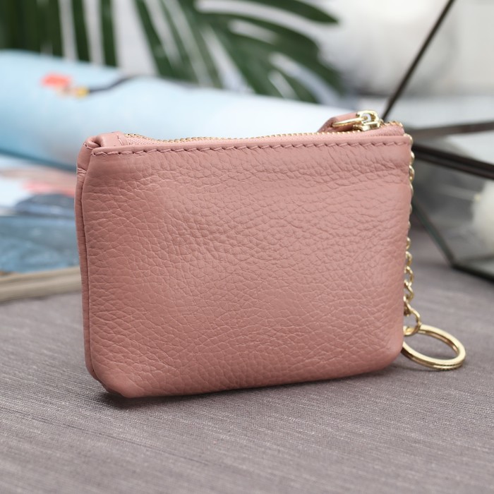 Кошелёк женский на молнии, 1 отдел, с кольцом для ключей, цвет светло-розовый