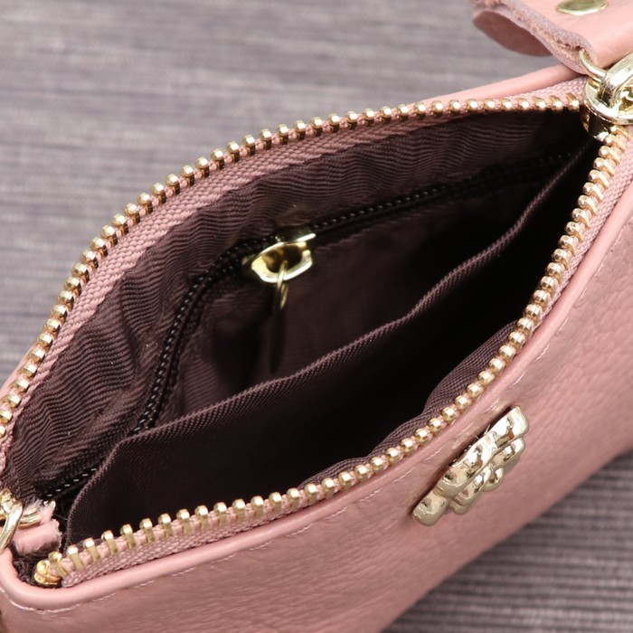 Кошелёк женский на молнии, 1 отдел, с кольцом для ключей, цвет светло-розовый