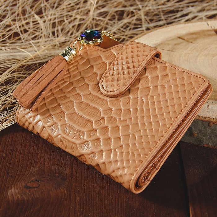 Кошелёк женский, 5 отделов, для карт, для монет, цвет рыжий