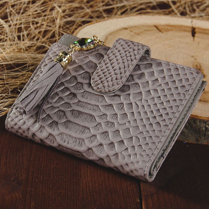Кошелёк женский, 5 отделов, для карт, для монет, цвет серый
