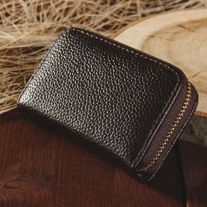 Визитница на молнии, 1 отдел, 10 карманов, цвет коричневый