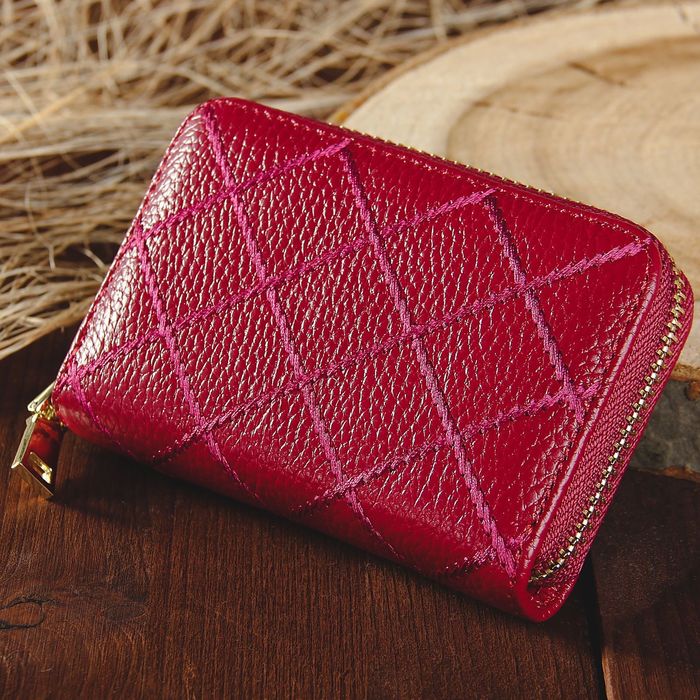 Визитница на молнии, 1 отдел, 10 карманов, цвет тёмно-малиновый