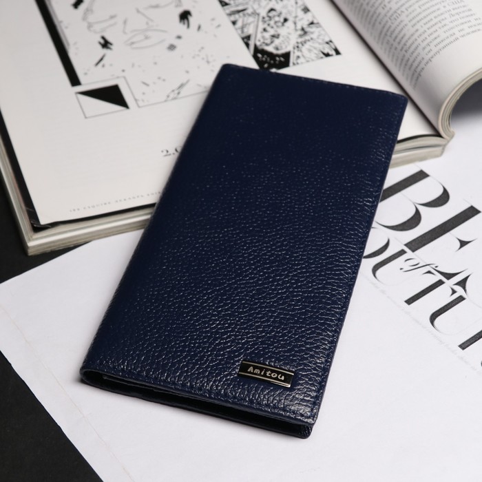 Портмоне мужское, 3 отдела, для карт, синий