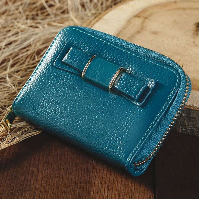 Кошелёк женский, 2 отдела, для монет, на молнии, цвет бирюзовый