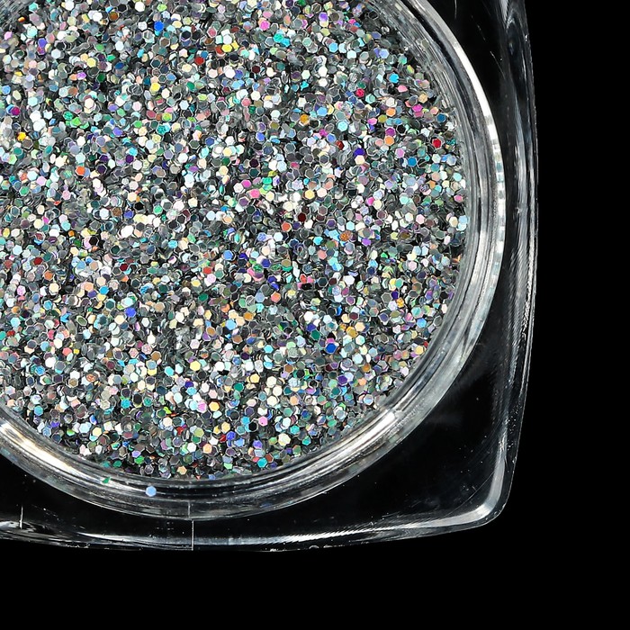 Блёстки "Шестигранники" для декора ногтей, средние, 2гр, цвет серебристый