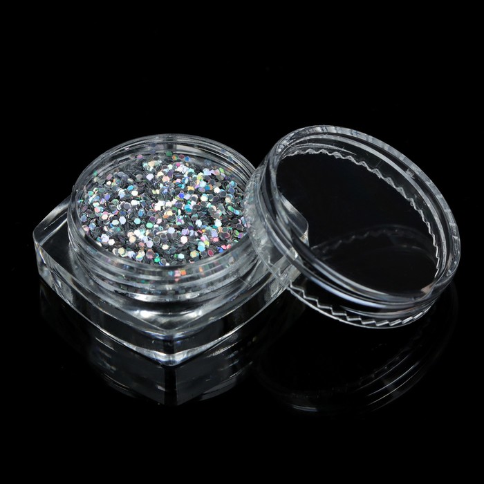 Блёстки "Шестигранники" для декора ногтей, крупные, 2гр, цвет серебристый