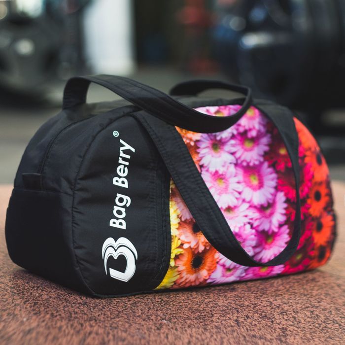 Сумка спортивная на молнии "Фитнес", 1 отдел, наружный карман, регулируемый ремень, цвет чёрный/разноцветный