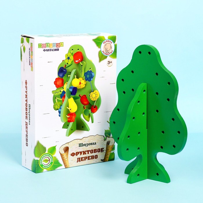 Шнуровка "Фруктовое дерево", дерево: 23 × 16 см; бусины: 2 × 5 см; 2 × 1 см