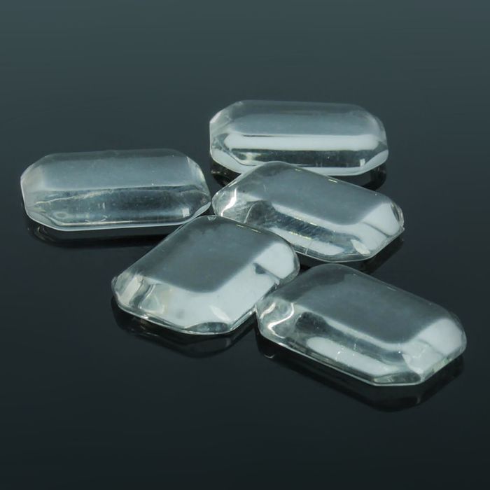 Кабошон стекло, прямоугольник 13*18мм (набор 5шт), цвет прозрачный