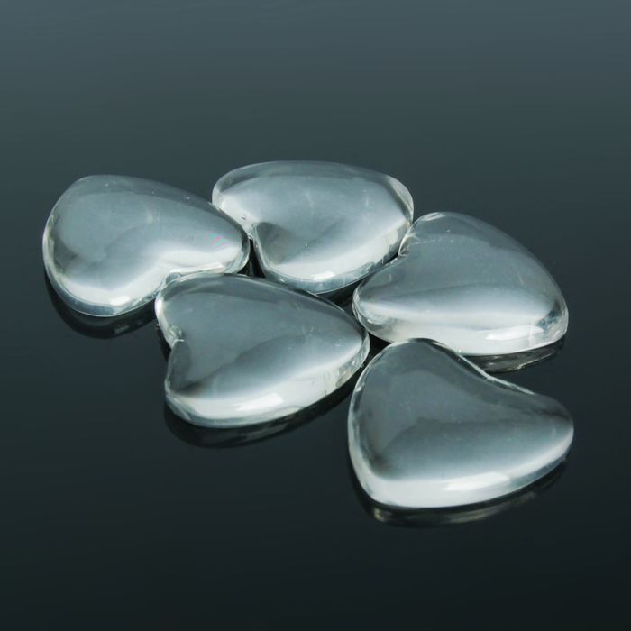 Кабошон стекло, сердце 18*18мм (набор 5шт), цвет прозрачный