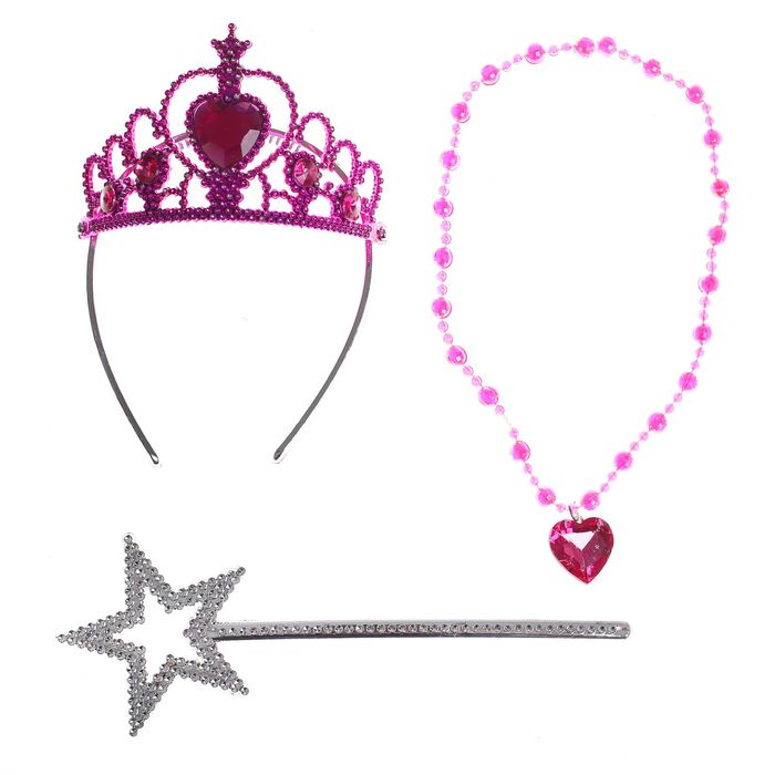 Карнавальный набор "Принцессы" 3 предмета: жезл, ободок, бусы