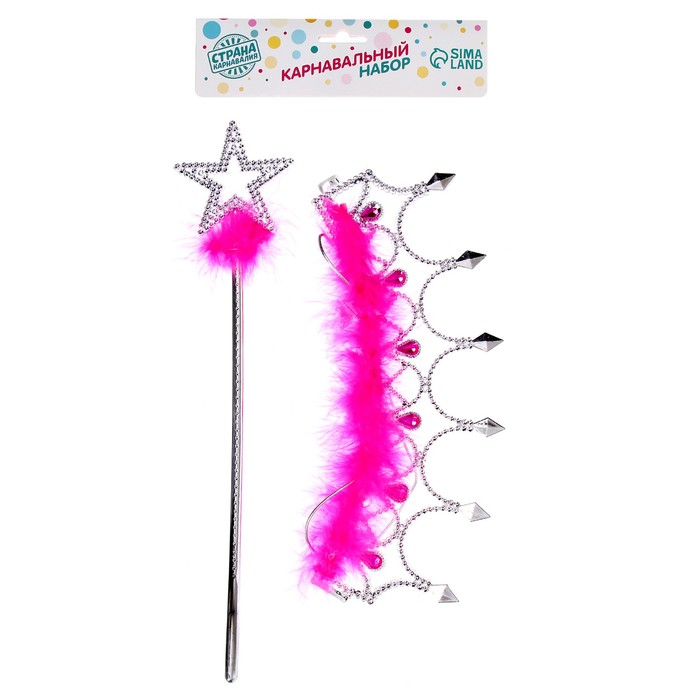 Карнавальный набор "Маленькой принцессы" 2 предмета: жезл, корона на резинке