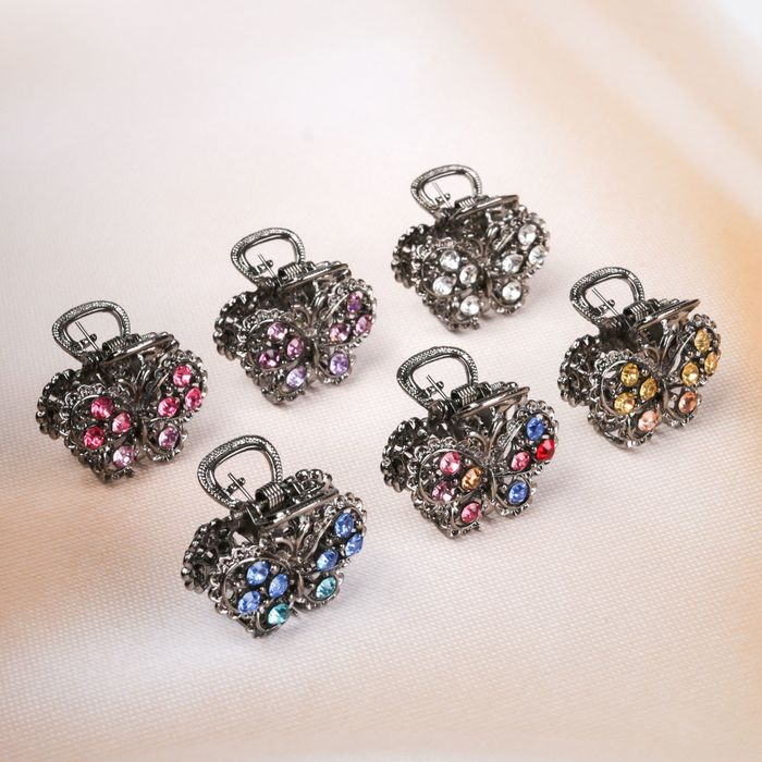 Краб для волос "Серпантин", бабочка, микс