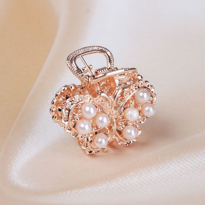 Краб для волос "Жемчужный" 2,5 см бабочка