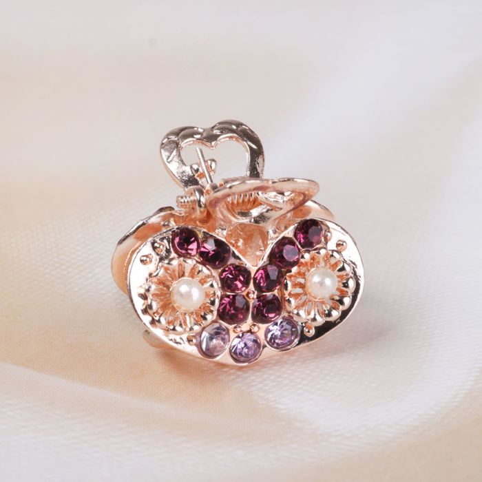 Краб для волос "Цветная жемчужина", сердце, микс