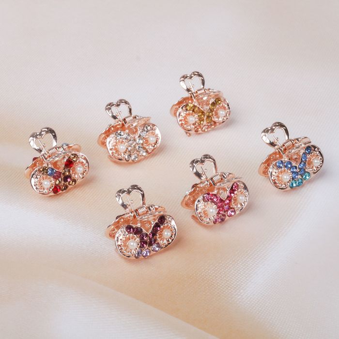 Краб для волос "Цветная жемчужина", сердце, микс