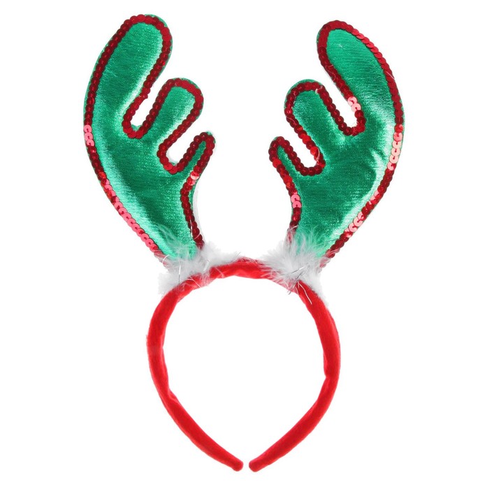 Карнавальный ободок "Блестящие рожки", цвет зеленый