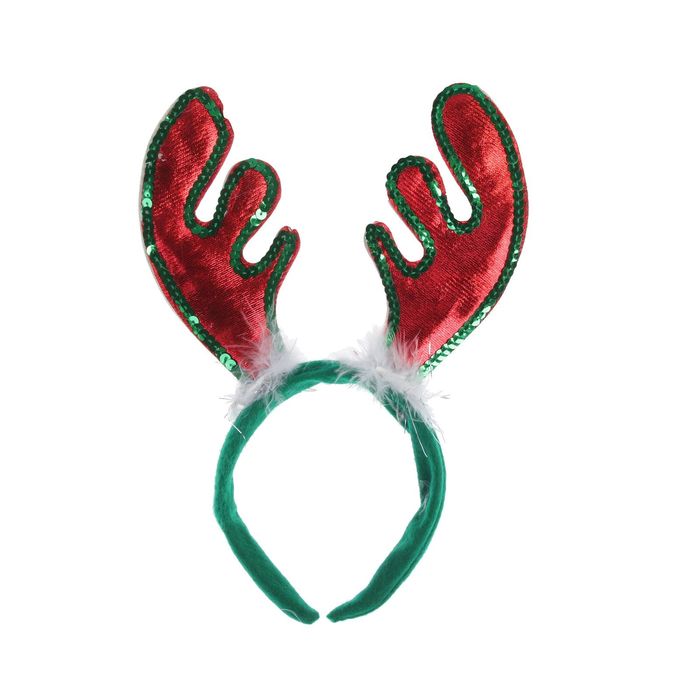 Карнавальный ободок "Блестящие рожки", цвет красный