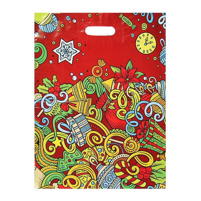 Пакет "Веселый праздник", полиэтиленовый с вырубной ручкой 36,5 х 48 см, 50 мкм